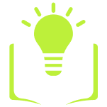 An open book and a glowing lightbulb icon, symbolizing knowledge and learning about the digital energy transition.